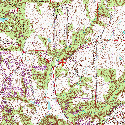 Topographic Map of Harmony Free Will Baptist Church, MO