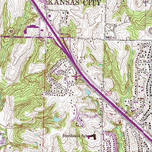 Topographic Map of Harmony Vineyard Church, MO
