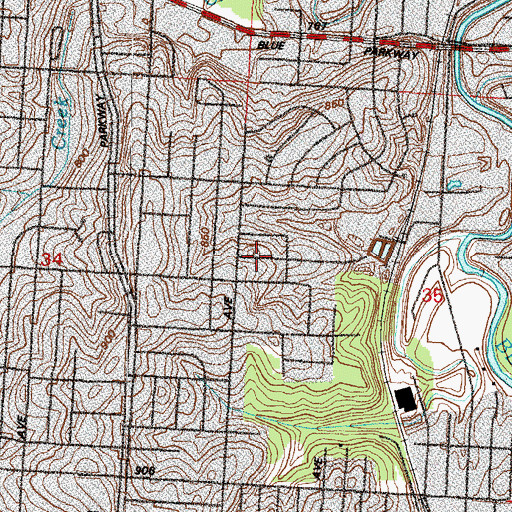 Topographic Map of Heavensway Missionary Baptist Church, MO