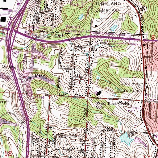 Topographic Map of Higher Ground Church of God, MO