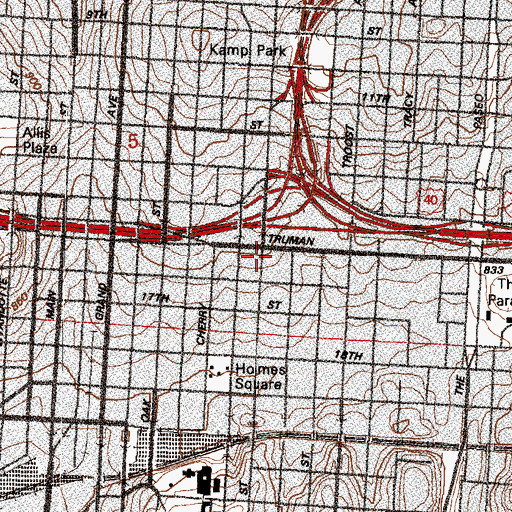 Topographic Map of Hope Faith Ministries, MO