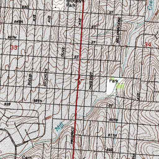 Topographic Map of House of Refuge Non-Denominational Church, MO