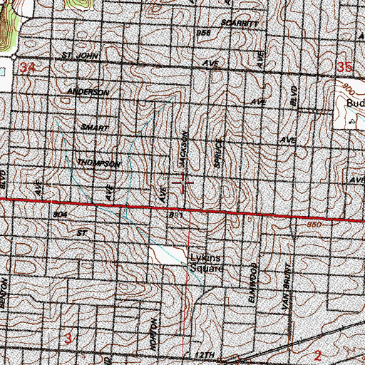 Topographic Map of Independence Avenue Baptist Church, MO
