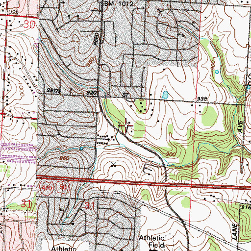 Topographic Map of Islamic Society of Greater Kansas City, MO