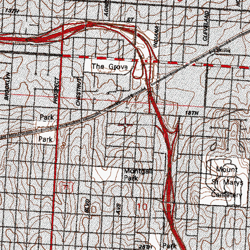 Topographic Map of Jackson Memorial Free Will Baptist Church, MO