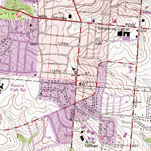 Topographic Map of John Knox Kirk Presbyterian Church, MO