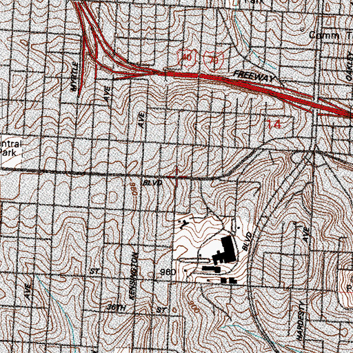 Topographic Map of Kansas City Gospel Hall, MO