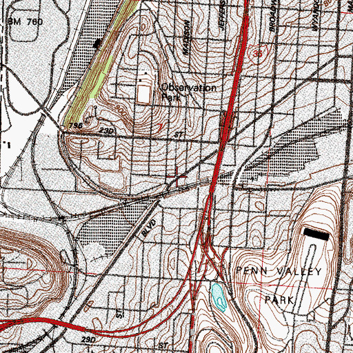 Topographic Map of Latin American Assembly of God Church, MO