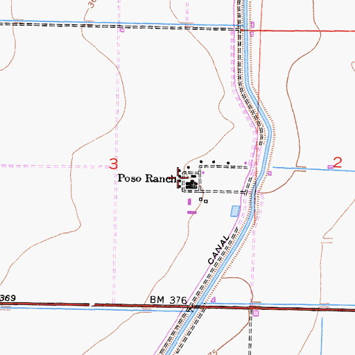 Topographic Map of Poso Ranch, CA