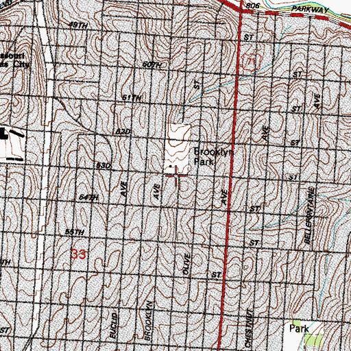 Topographic Map of Love Fellowship Church, MO