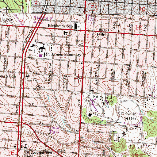 Topographic Map of Love Unlimited Church, MO