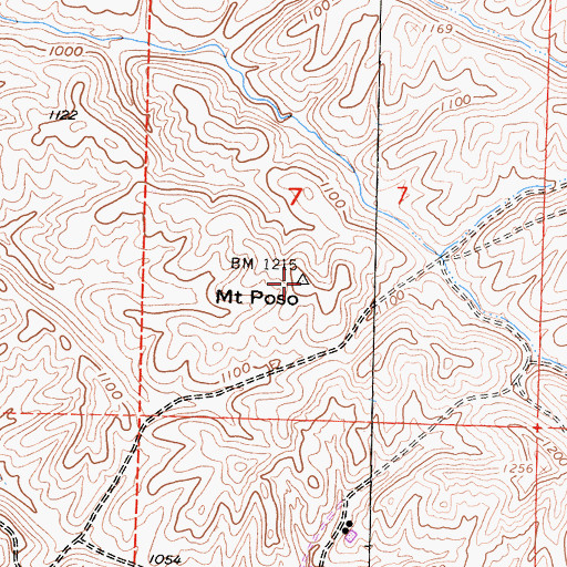 Topographic Map of Mount Poso, CA