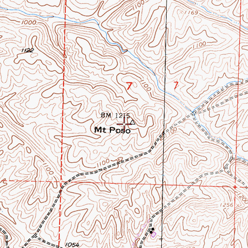 Topographic Map of Mount Poso, CA