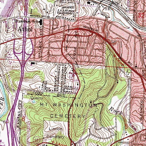 Topographic Map of Mount Calvary United Methodist Church, MO