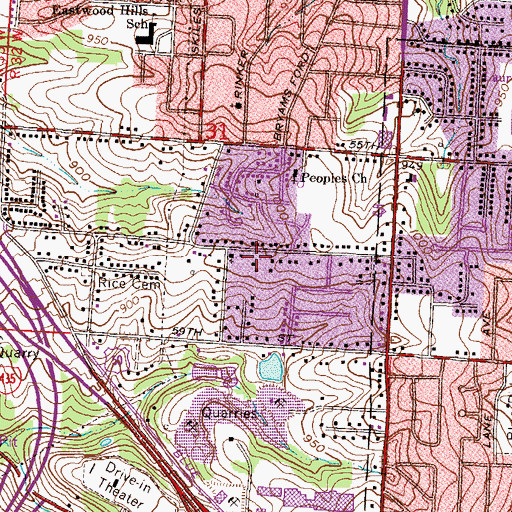 Topographic Map of New Horizon Family Worship Center, MO