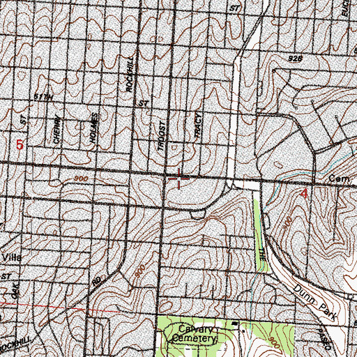 Topographic Map of New Resurrection Baptist Church, MO