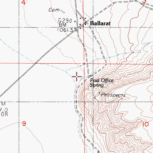Topographic Map of Post Office Spring, CA
