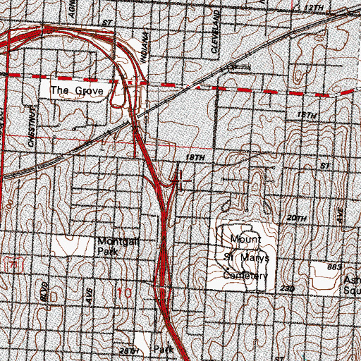 Topographic Map of New Testament Pentecostal Church, MO