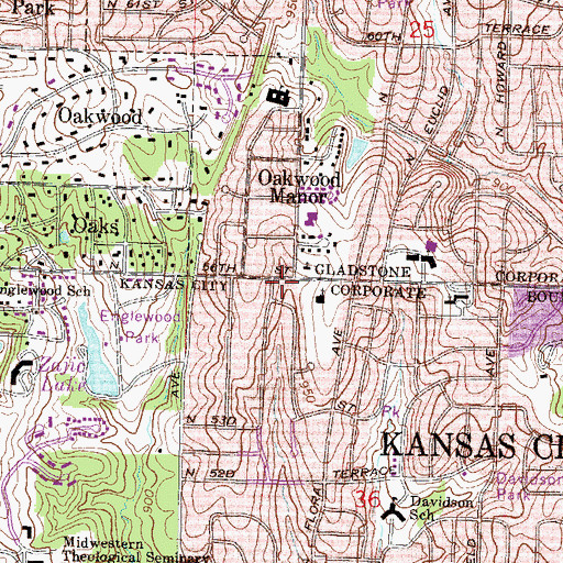 Topographic Map of Northminster Presbyterian Church, MO