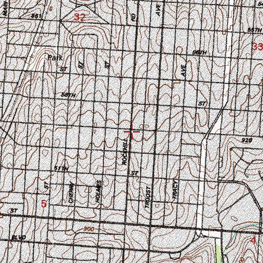 Topographic Map of Olive Branch Missionary Baptist Church, MO