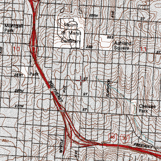 Topographic Map of Olive Street Baptist Church, MO