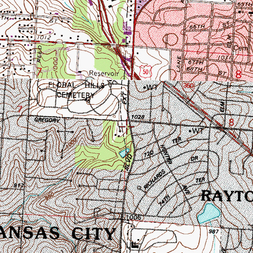 Topographic Map of Our Lady of Lourdes Church, MO