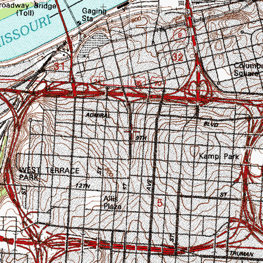 Topographic Map of Parkville Presbyterian Church, MO