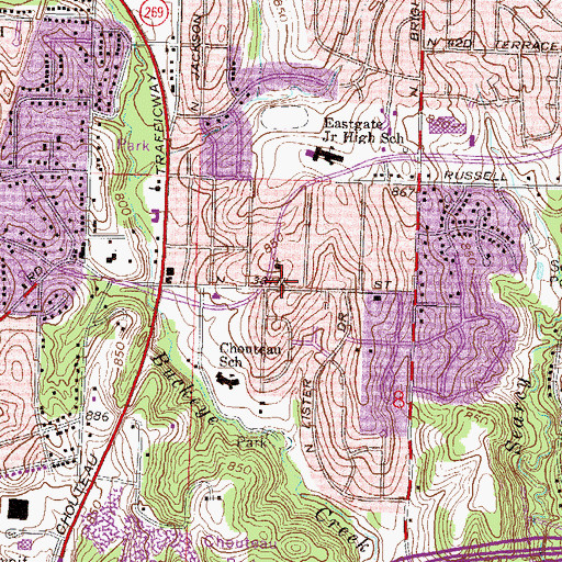 Topographic Map of Parvin Road Church of Holiness, MO