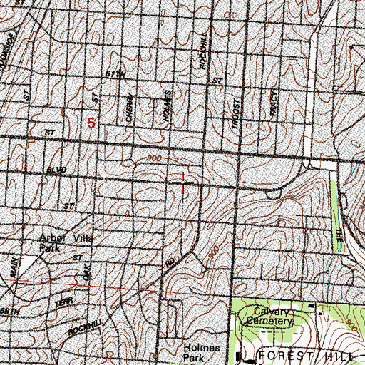 Topographic Map of Pentecostal Church of God in Christ, MO