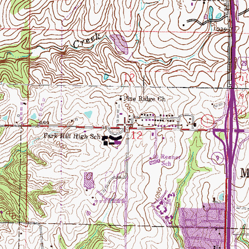 Topographic Map of Pine Ridge Presbyterian Church, MO