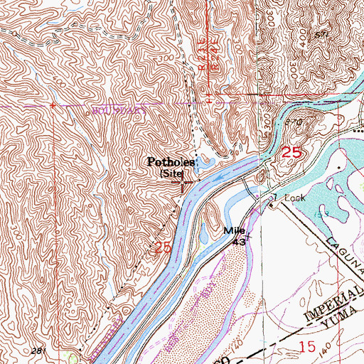 Topographic Map of Potholes, CA