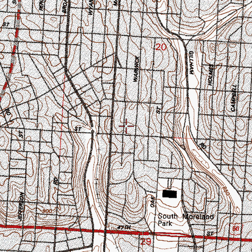 Topographic Map of Place Community of Christ Church, MO