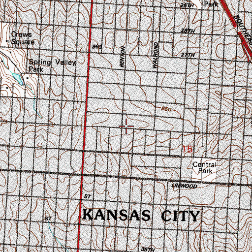 Topographic Map of Pleasant Green Baptist Church, MO