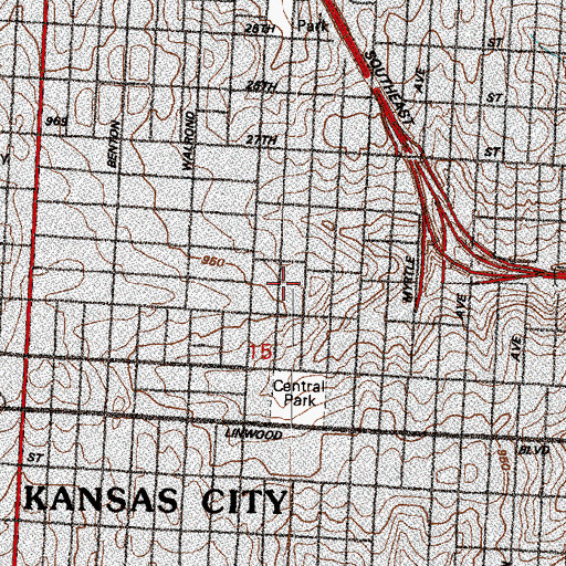 Topographic Map of Progressive Baptist Church, MO