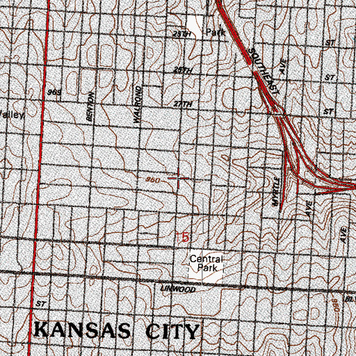 Topographic Map of Rescue Baptist Church, MO
