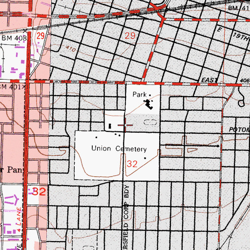 Topographic Map of Bessie E Owens Primary School, CA