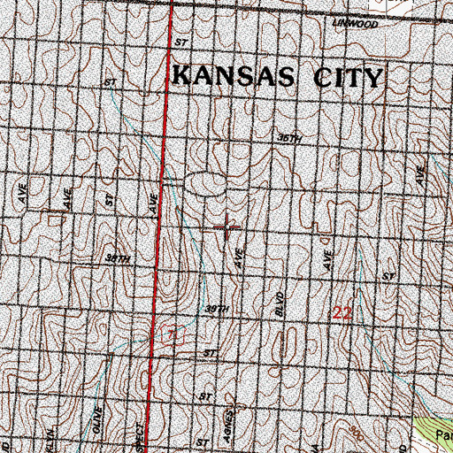 Topographic Map of Cornerstone Missionary Baptist Church, MO