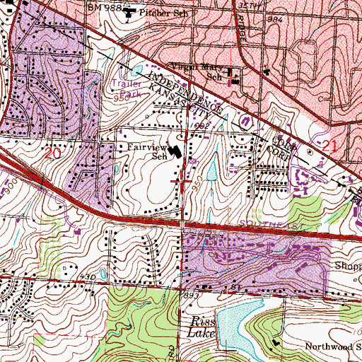 Topographic Map of Eastside Assembly of God Church, MO