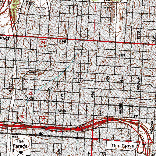 Topographic Map of Emmanuel Baptist Church, MO