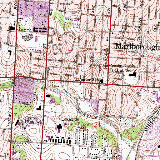Topographic Map of Evangelical Spiritual Temple, MO