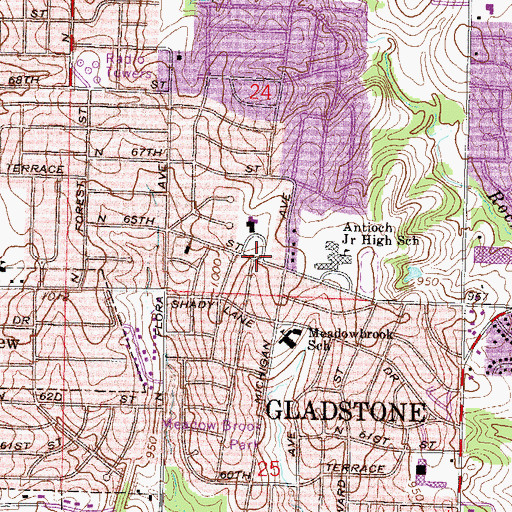 Topographic Map of Fairview Christian Church, MO