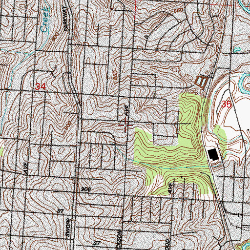 Topographic Map of Faith Fellowship Baptist Church, MO