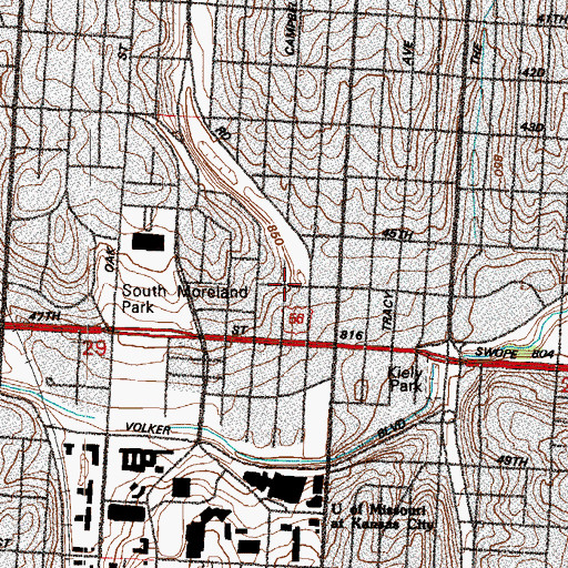 Topographic Map of Faith Mission Church of God in Christ, MO