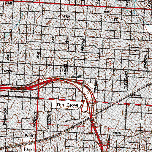 Topographic Map of Faith Worship and Love Church, MO
