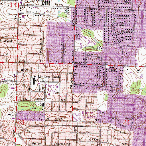 Topographic Map of Faubion United Methodist Church, MO