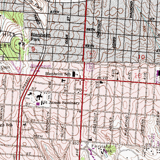 Topographic Map of Fellowship Baptist Church, MO
