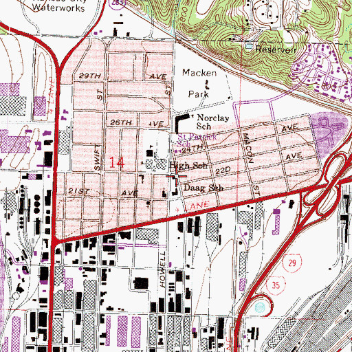 Topographic Map of First Baptist Church of North Kansas City, MO