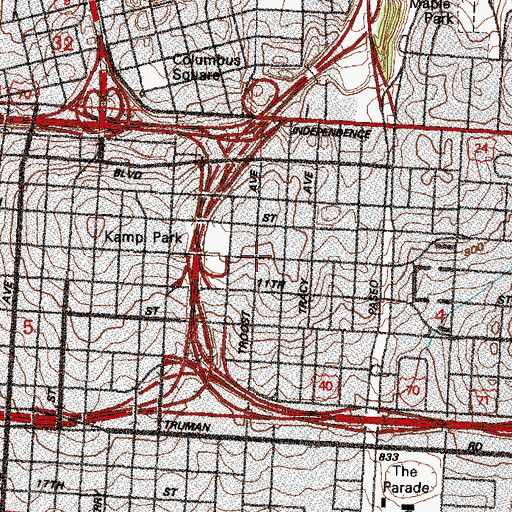 Topographic Map of First Christian Church, MO