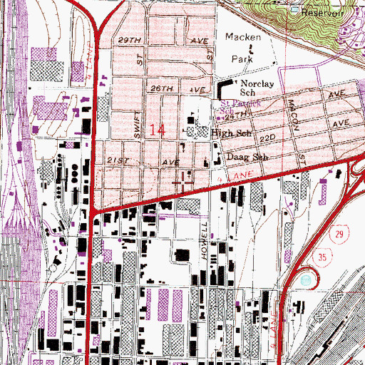 Topographic Map of First Christian Church of North Kansas City, MO