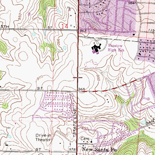 Topographic Map of First Church of the Nazarene of Kansas City, MO